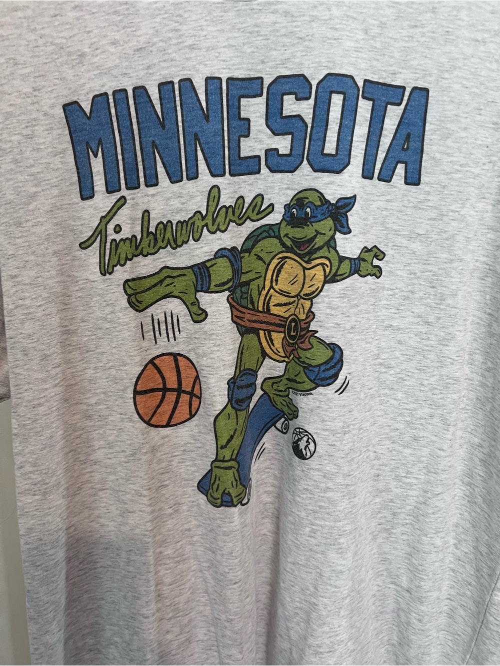 Minnesota Timberwolves with Teenage Mutant Ninja Turtle Leonardo.